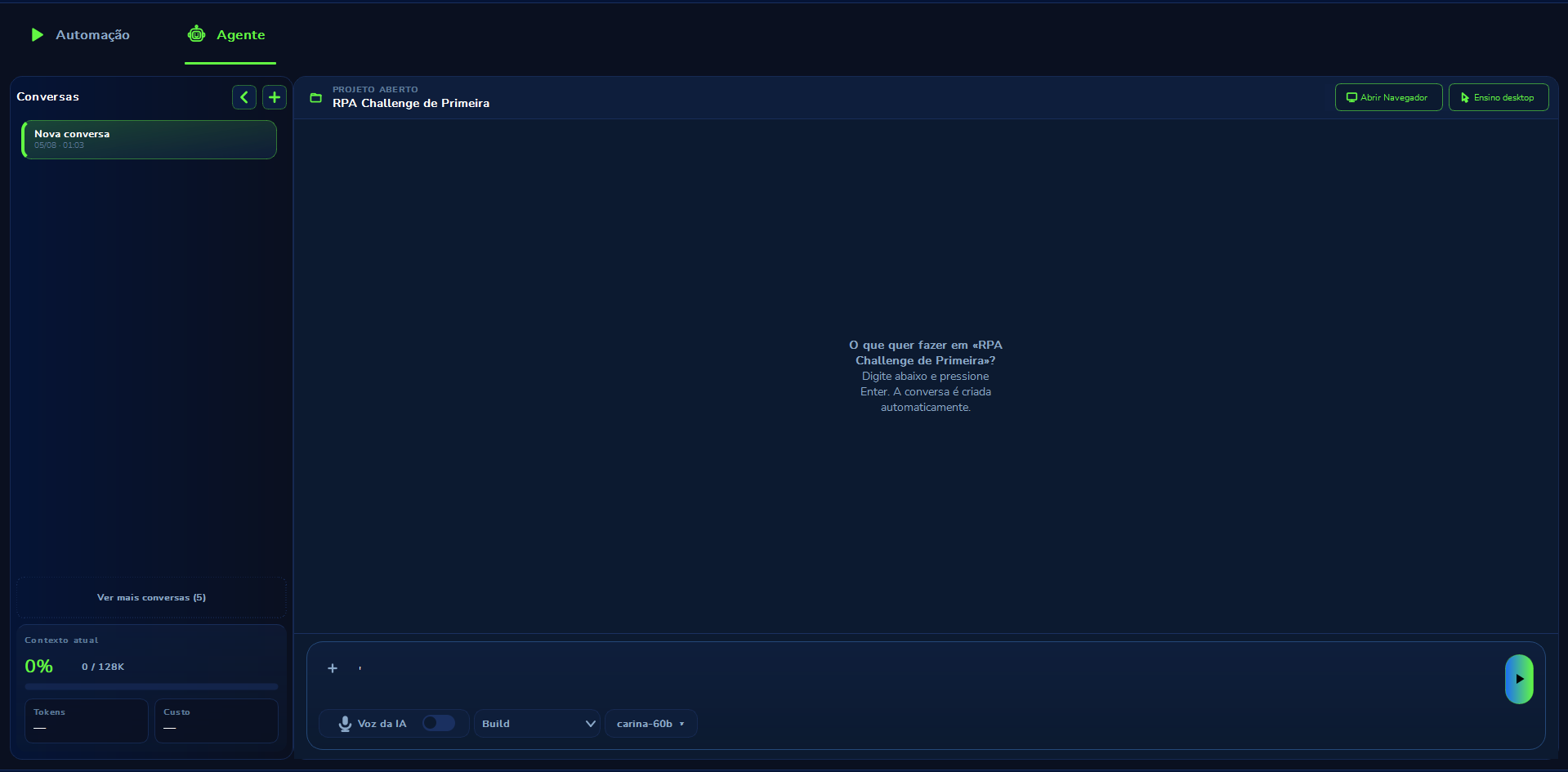 Full AI Chat screen in Curator, with the conversation column, the conversation area and the writing field