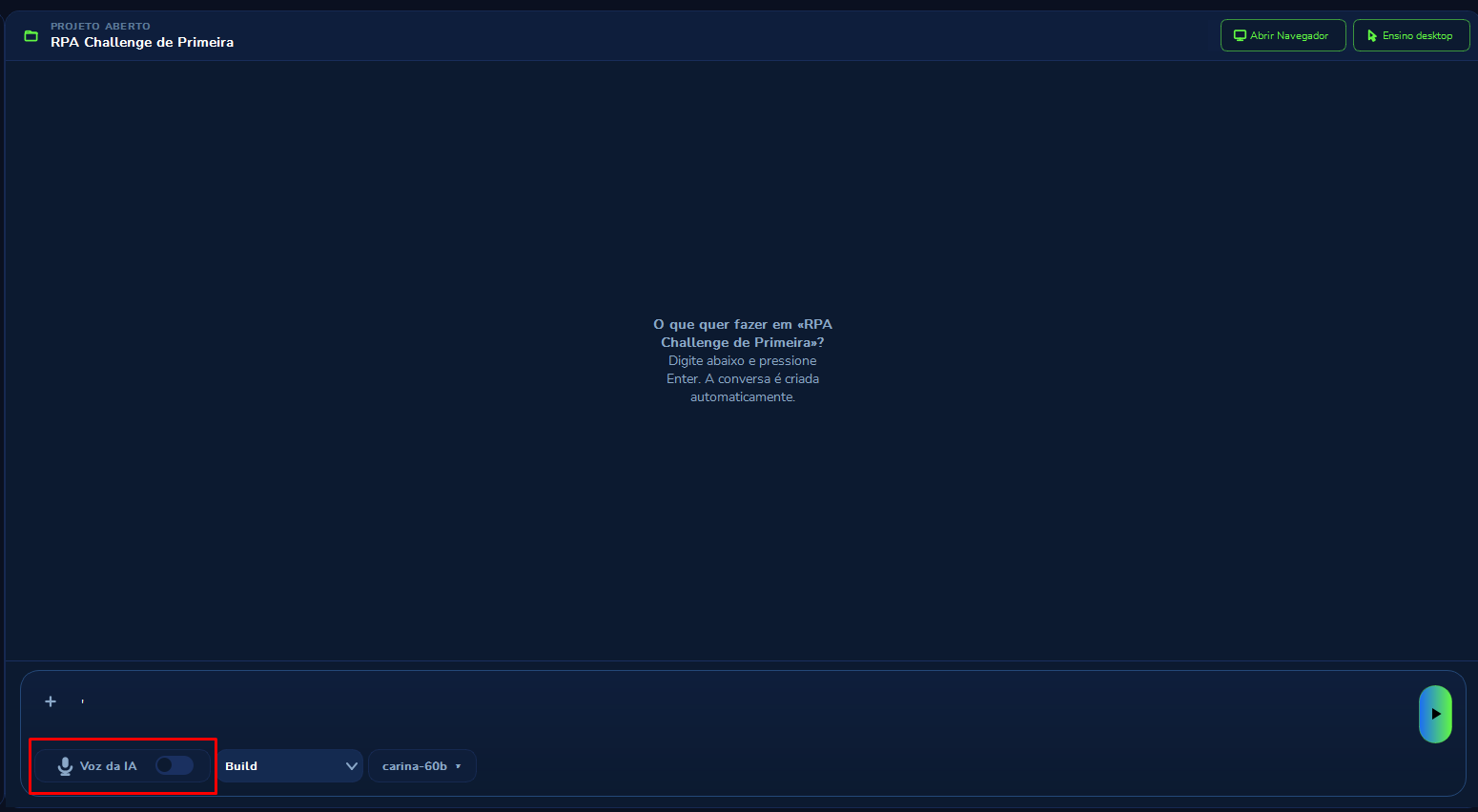 AI Voice toggle highlighted in the footer of Curator's AI Chat